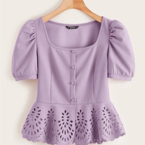 SHEIN 4X Lilac purple peplum top NWOT - Picture 1 of 13